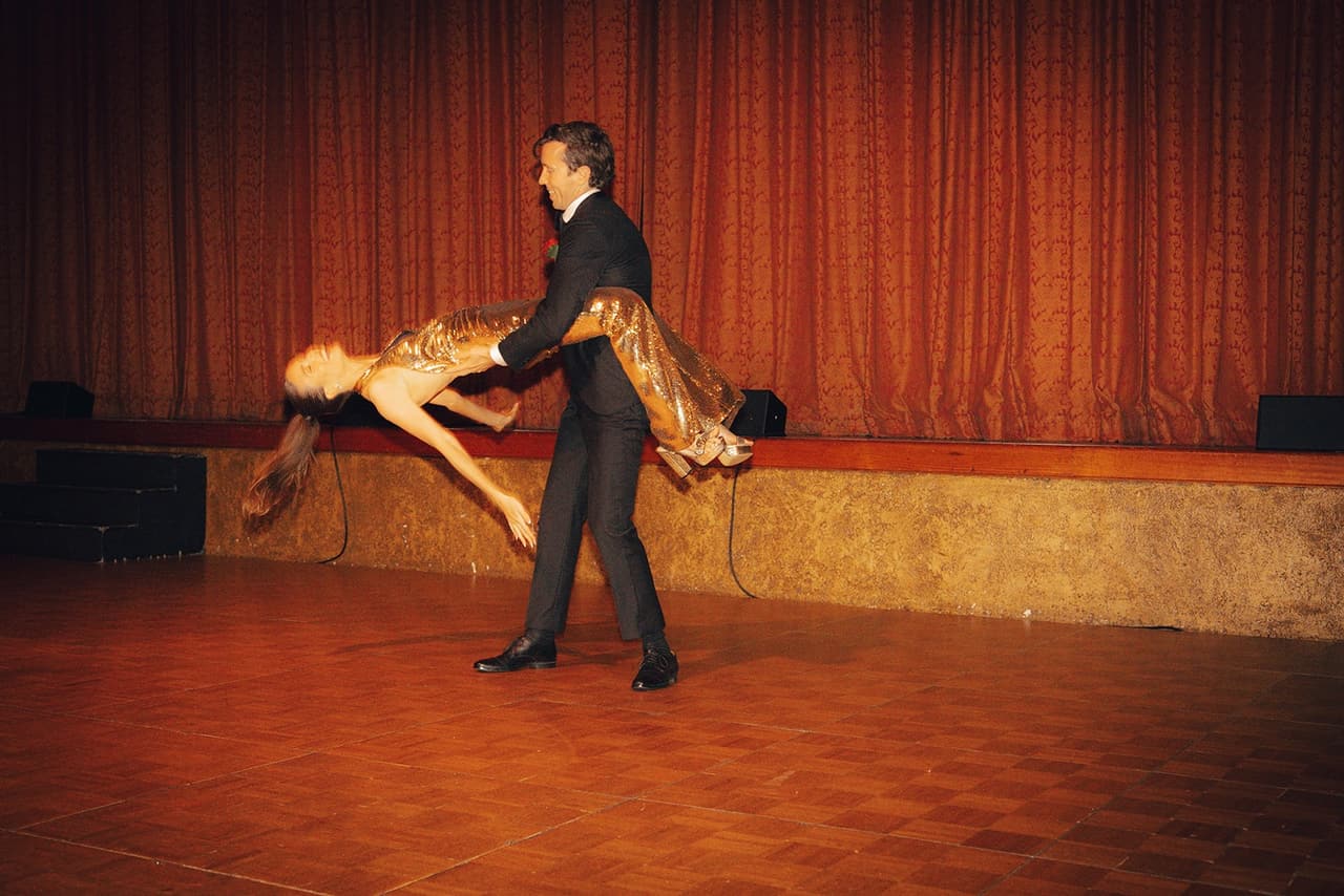 Nick dipping Kira low during their choreographed first dance