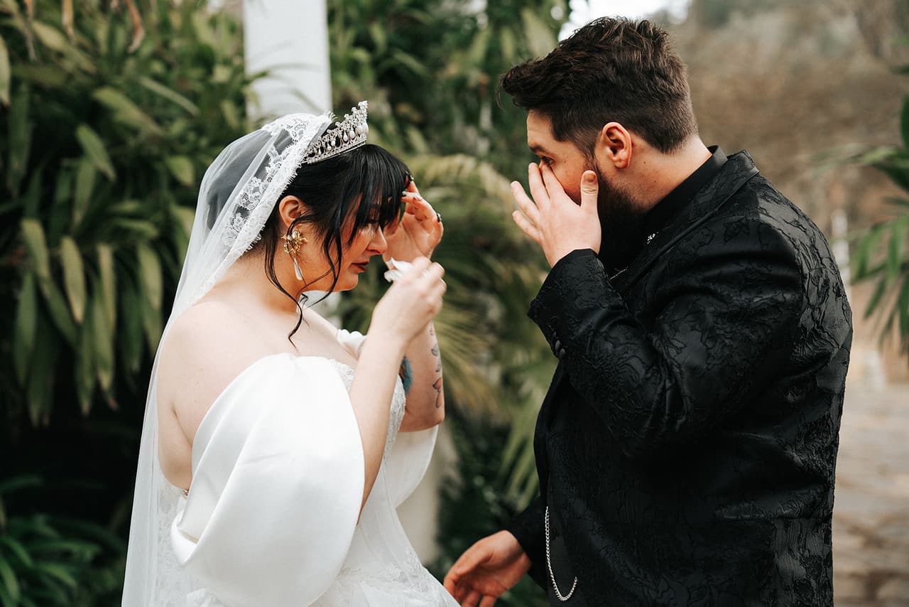 Jordan wiping away tears as Porscha finishes her private vows